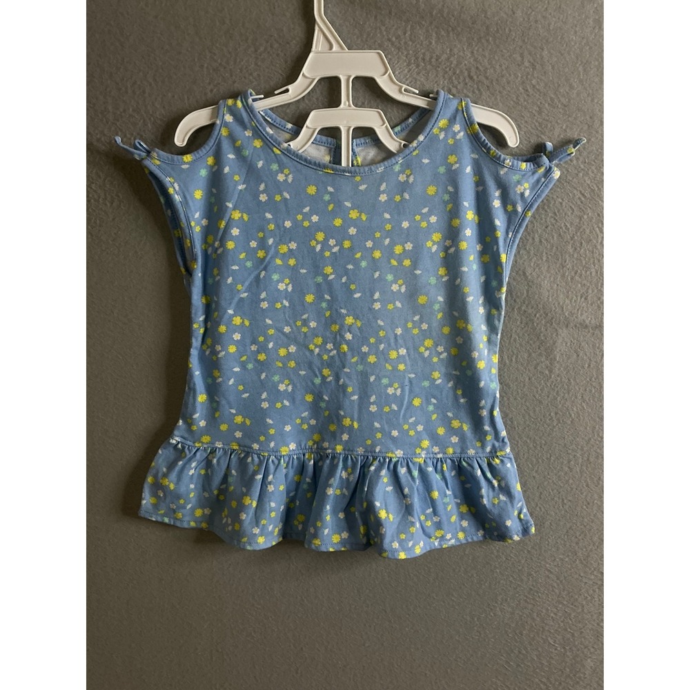 Garanimals Top‎ Girls 5T Floral Cold Shoulder Top Ruffle Hem Casual